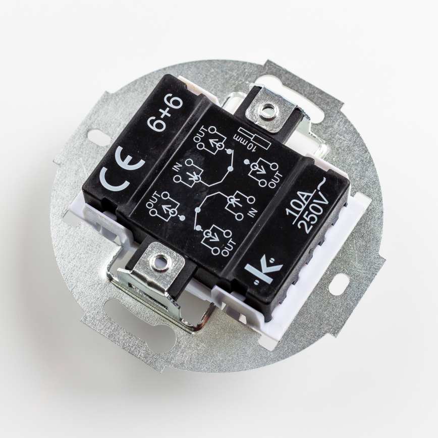 Kliklap - Ретро подвійний сходовий вимикач з рамкою № 6+6, антрацит