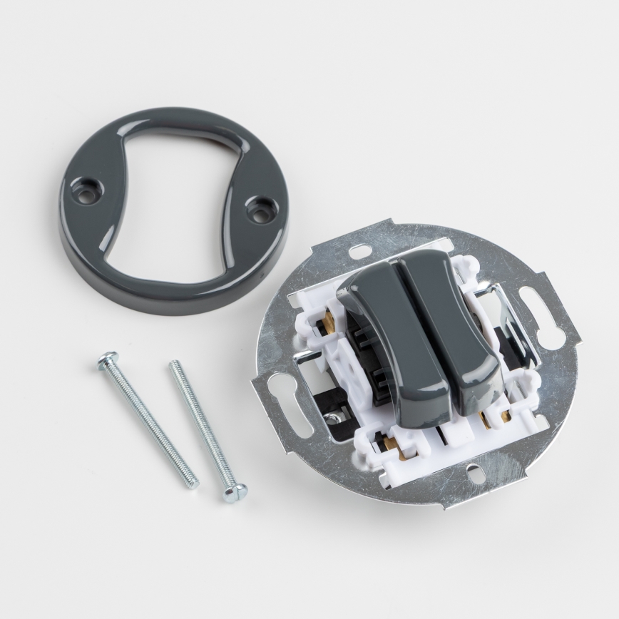 Kliklap - Ретро подвійний вимикач з рамкою, антрацит