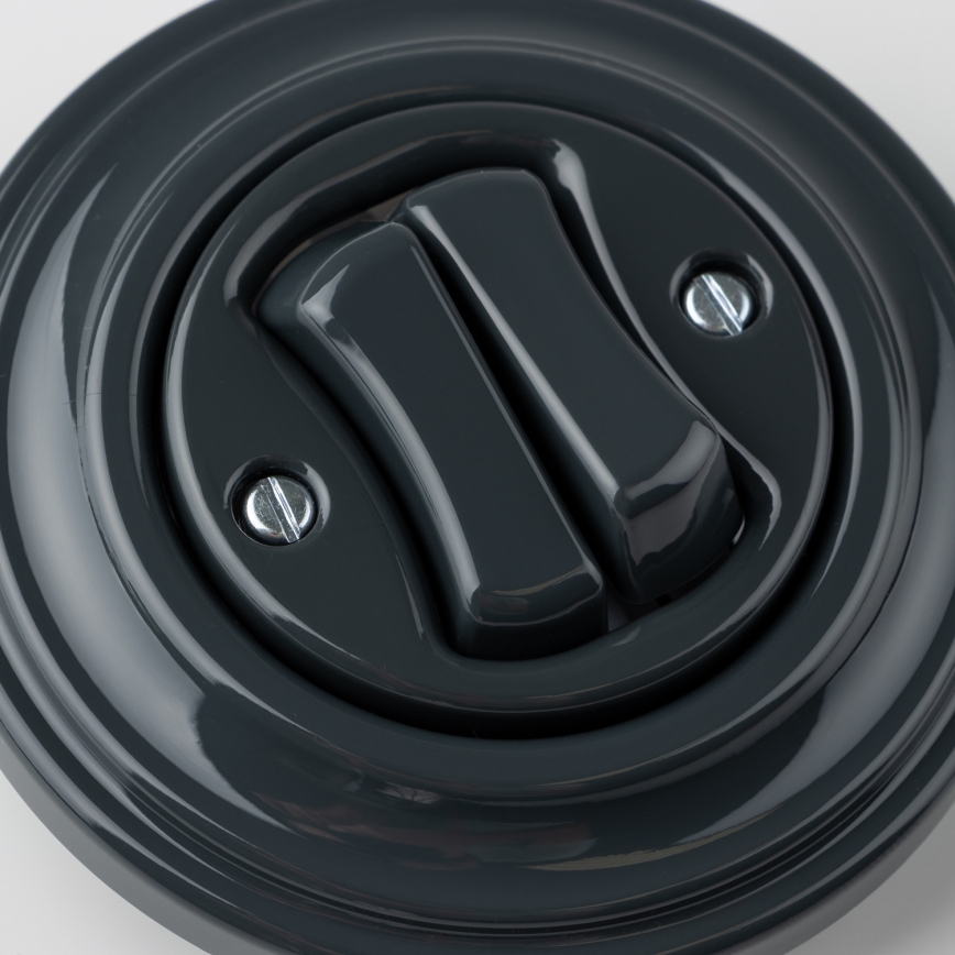 Kliklap - Ретро подвійний вимикач з рамкою, антрацит