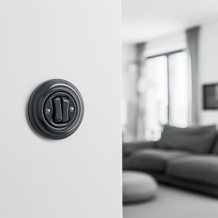 Kliklap - Ретро послідовний вимикач з рамкою № 5, антрацит