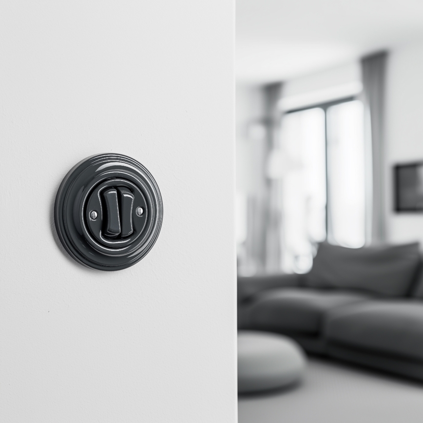 Kliklap - Ретро послідовний вимикач з рамкою № 5, антрацит