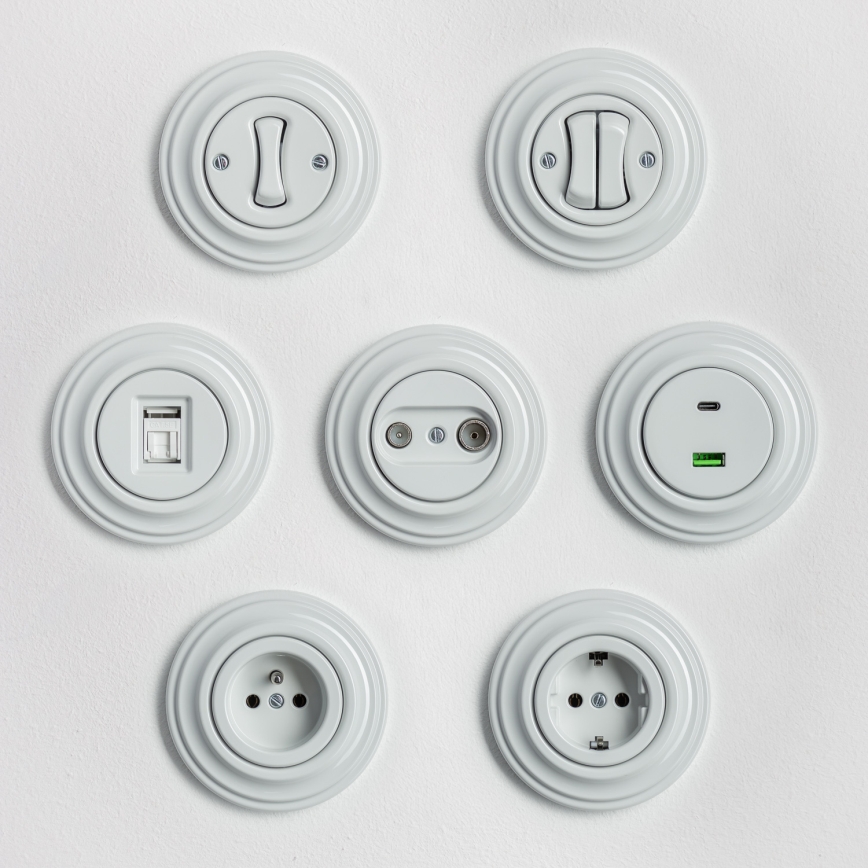 Kliklap - Ретро проста керамічна рамка, біла