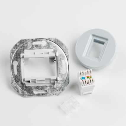 Kliklap - Ретро розетка для даних з рамкою, сіра