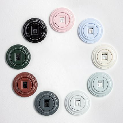 Kliklap - Ретро розетка для даних з рамкою, сіра