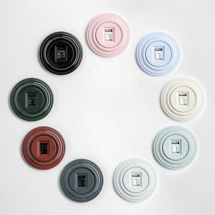 Kliklap - Ретро розетка для даних з керамічною рамкою, біла