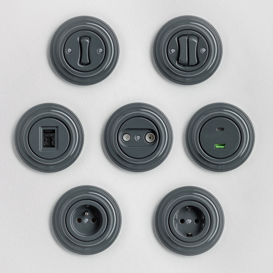 Kliklap - Ретро-розетка для данных с антрацитовой рамкой
