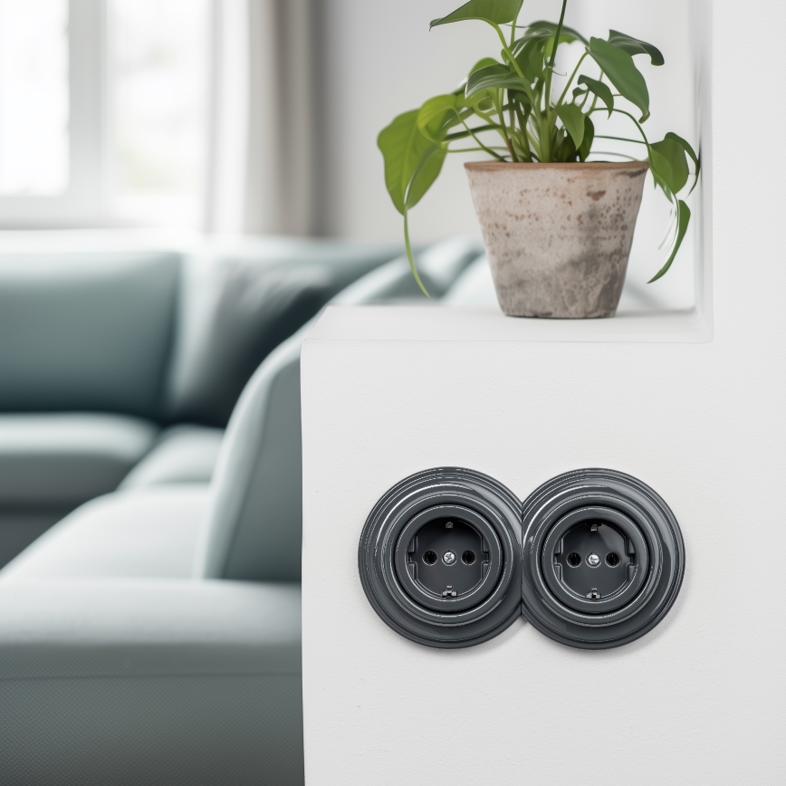 Kliklap - Ретро-розетка для дома без рамки SCHUKO 230V/16A антрацит