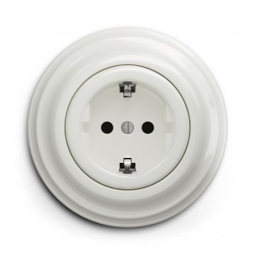 Kliklap - Ретро-розетка для дома с рамкой SCHUKO 230V/16A, белая