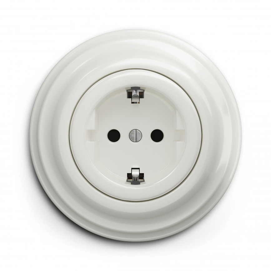 Kliklap - Ретро-розетка для дома с рамкой SCHUKO 230V/16A, белая