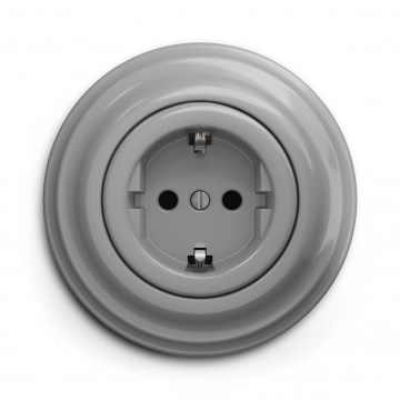 Kliklap - Ретро-розетка для дома с рамкой SCHUKO 230V/16A, серая