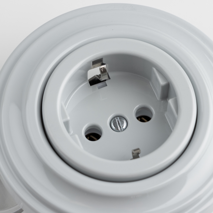Kliklap - Ретро-розетка для дома в рамке SCHUKO 230V/16A, серая