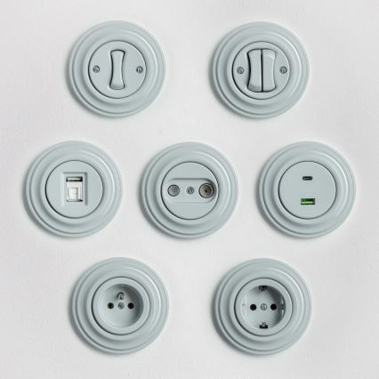 Kliklap - Ретро-розетка для дома в рамке SCHUKO 230V/16A, серая