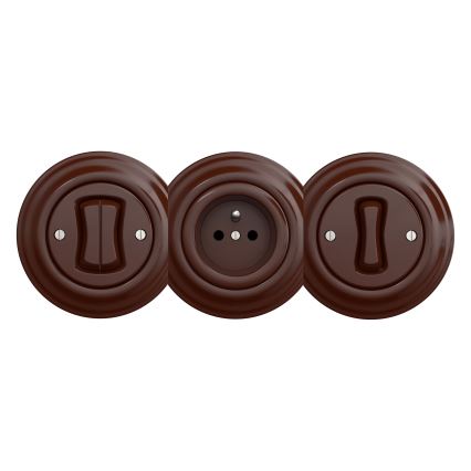 Kliklap - Ретро розетка для дому без рамки SCHUKO 230V/16A коричнева