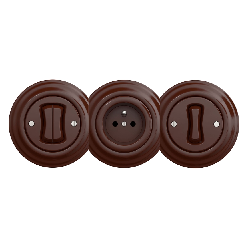 Kliklap - Ретро розетка для дому без рамки SCHUKO 230V/16A коричнева