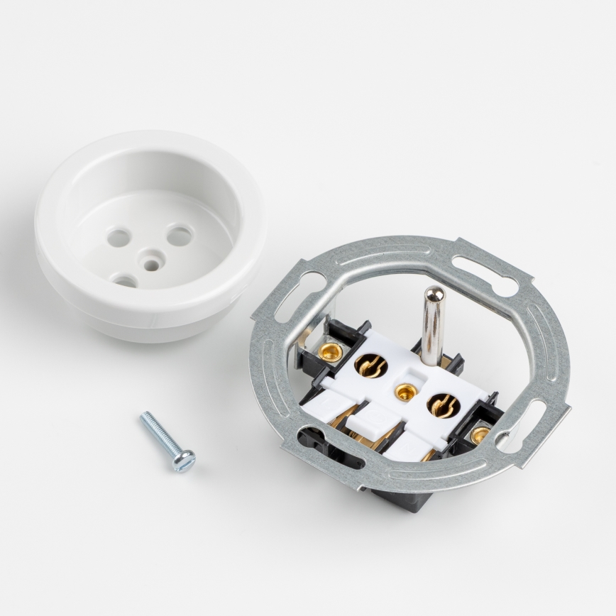 Kliklap - ретро-розетка для дому з рамкою, 230 В, сніжно-біла