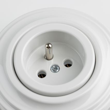 Kliklap - ретро-розетка для дому з рамкою, 230 В, сніжно-біла