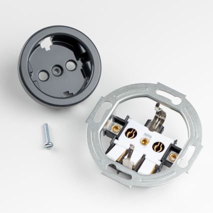 Kliklap - ретро-розетка для дому з рамкою SCHUKO 230V/16A антрацит