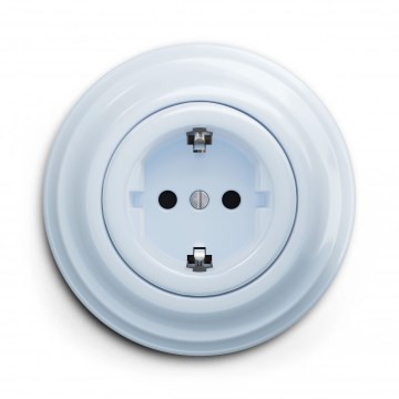 Kliklap - Ретро-розетка для дому з рамкою SCHUKO 230V/16A синя