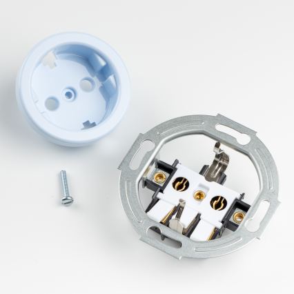 Kliklap - Ретро-розетка для дому з рамкою SCHUKO 230V/16A синя