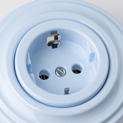 Kliklap - Ретро-розетка для дому з рамкою SCHUKO 230V/16A синя