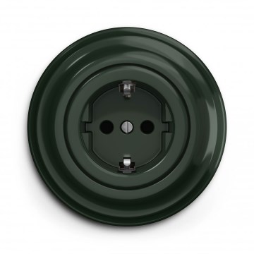 Kliklap - Ретро розетка для дому з рамкою SCHUKO 230V/16A зелена