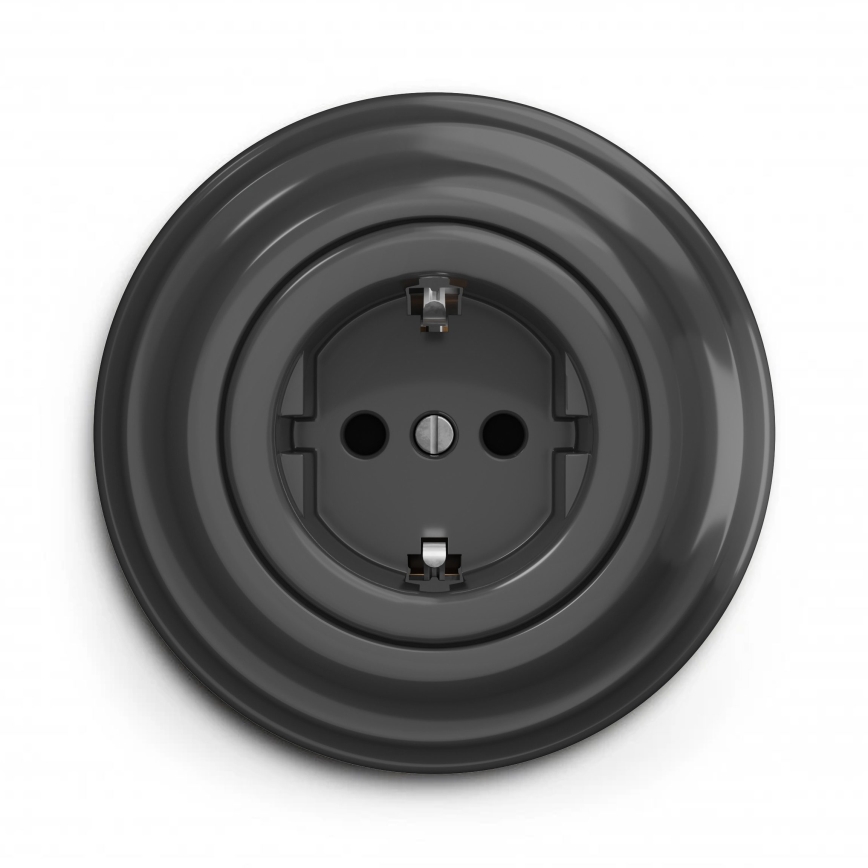 Kliklap - Ретро-розетка для дому зі рамкою SCHUKO 230 В/16 А антрацит