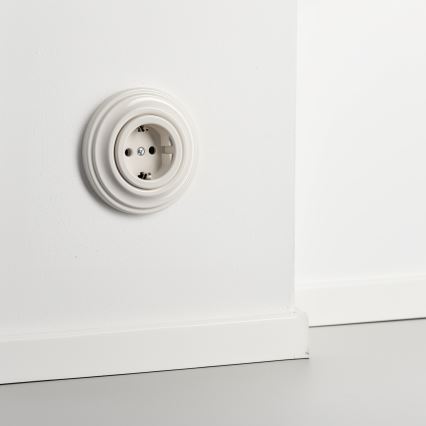 Kliklap - Ретро-розетка для дому зі рамкою SCHUKO 230V/16A бежева