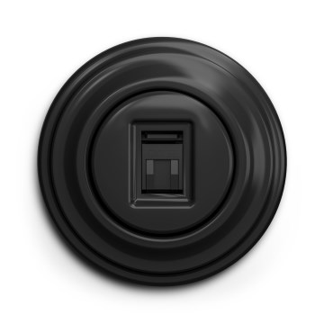 Kliklap - Ретро розетка для передачи данных с рамкой, чёрная