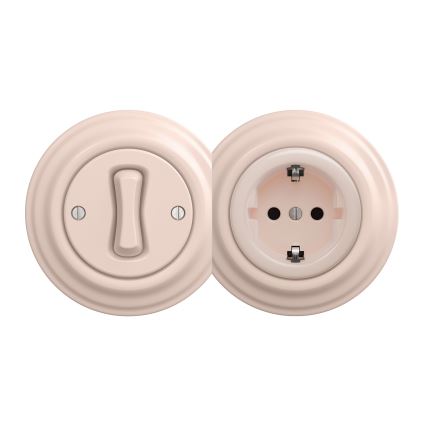Kliklap - Ретро-розетка SCHUKO 230V/16A без рамки пыльно-розовая