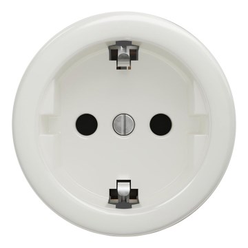 Kliklap - Ретро розетка SCHUKO домашняя без рамки 230V/16A, керамически-белая