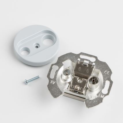 Kliklap - Ретро розетка TV+R (сквозная) с рамкой, серая