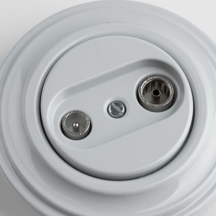 Kliklap - Ретро розетка TV+R (сквозная) с рамкой, серая