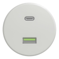 Kliklap - Ретро розетка USB A+C без рамки, керамически-белая