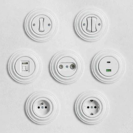 Kliklap - Ретро серійний вимикач без рамки № 5 сніжно-білий