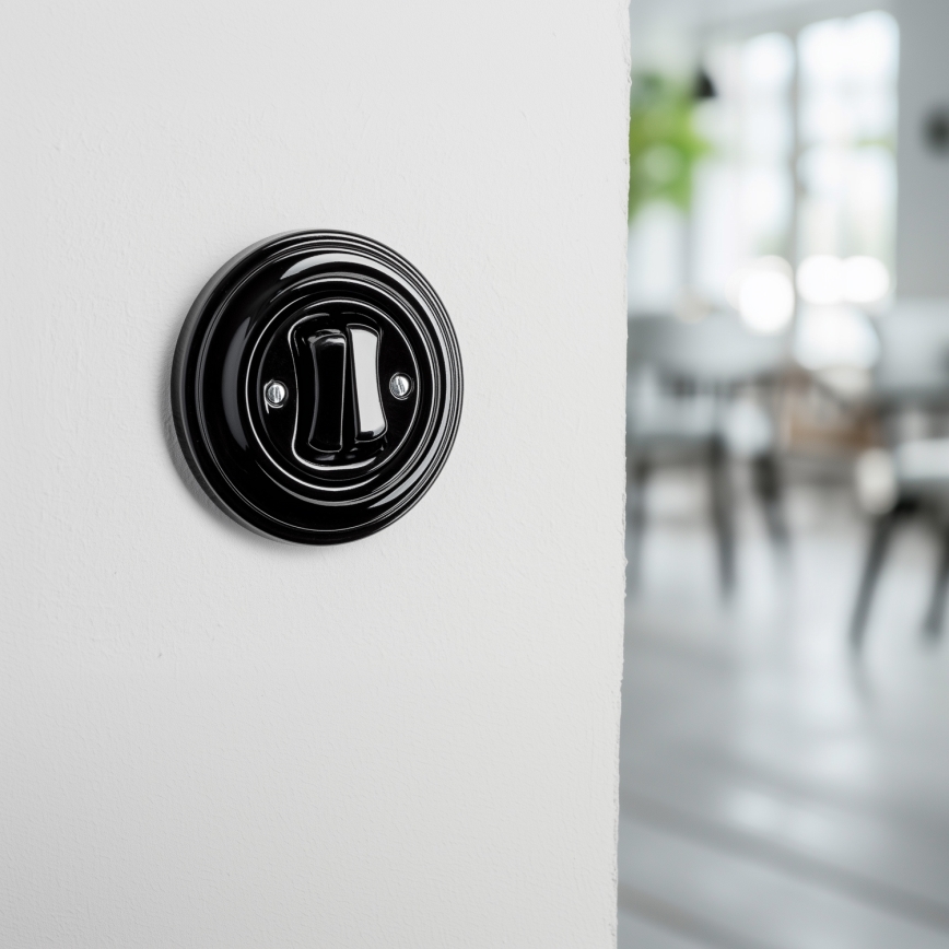 Kliklap - Retro серійний вимикач з рамкою № 5, чорний