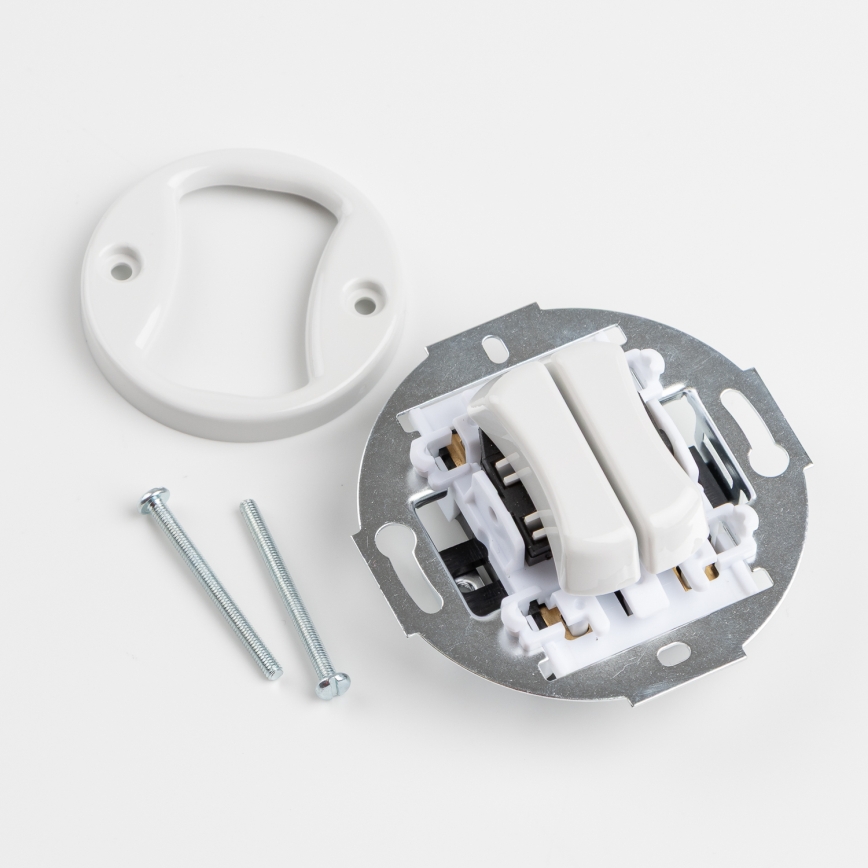 Kliklap - Ретро серійний вимикач з рамкою № 5, сніжно-білий