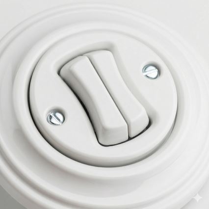 Kliklap - Ретро серійний вимикач з рамкою № 5 керамічно-білий