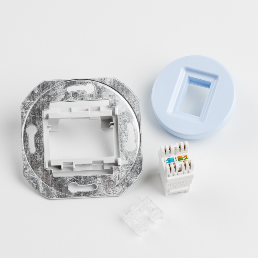 Kliklap - Ретро сетевая розетка с рамкой, синяя