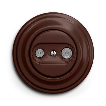 Kliklap - ретро телевизионная розетка TV+R (сквозная) с рамкой, коричневая