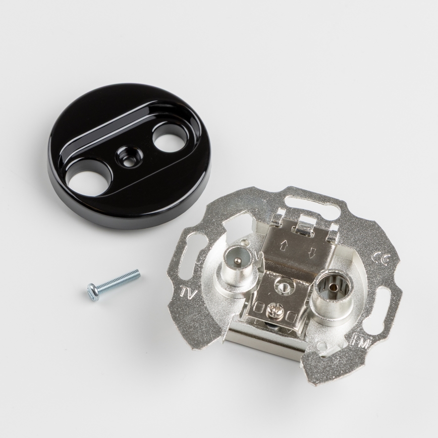 Kliklap - Ретро розетка для телевізора та радіо (послідовна) без рамки чорна