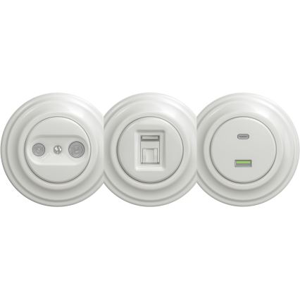 Kliklap - Ретро USB розетка A+C без рамки білий