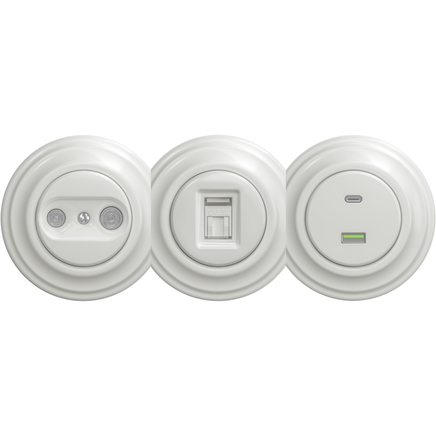 Kliklap - Ретро USB розетка A+C без рамки білий