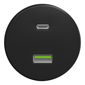 Kliklap - Ретро USB розетка A+C без рамки чорна
