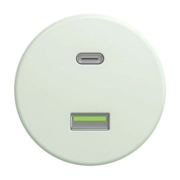 Kliklap - ретро USB-розетка A+C без рамки, мятно-зелёная