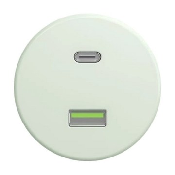 Kliklap - Ретро USB-розетка A+C без рамки м’ятно-зелена