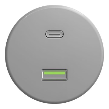 Kliklap - Ретро USB розетка A+C без рамки сіра