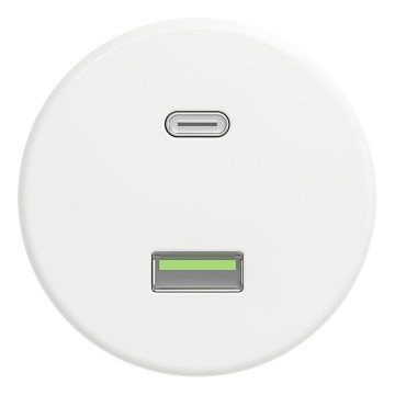 Kliklap - Ретро USB-розетка A+C без рамки снежно-белая