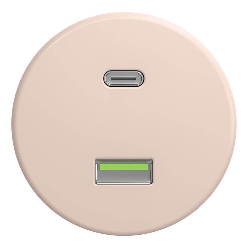 Kliklap - Ретро USB-розетка A+C без рамки старо-рожева