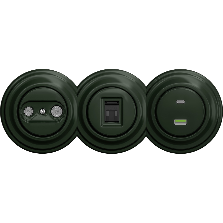 Kliklap - Ретро USB розетка A+C без рамки зелений