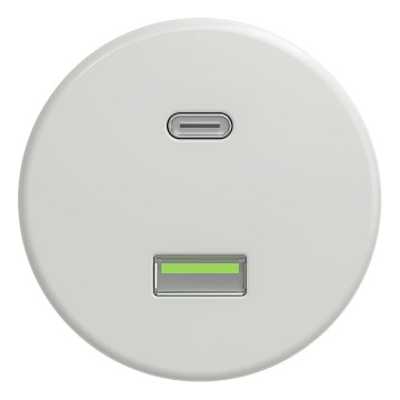 Kliklap - Ретро USB-розетка A+C без рамки, керамическая, белая